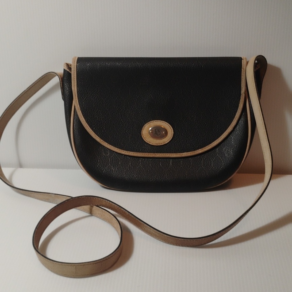Dior Vintage Honeycomb Coated Canvas Leather Bag With Shoulder Strap - Picture 12 of 12